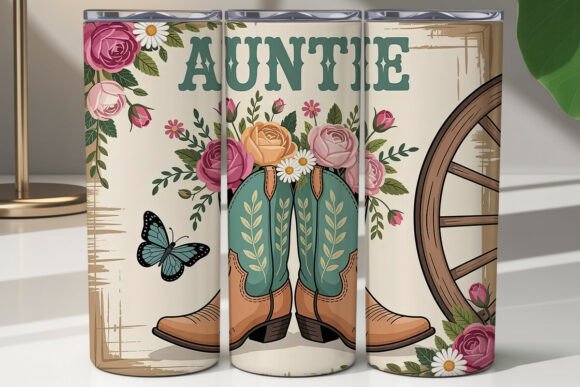 Auntie Cowboy Boots 20oz Tumbler Wrap Design Review