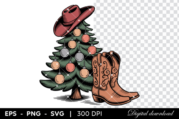 Cowboy Christmas Tree with Boots and Hat: A Bold Holiday Embroidery Design