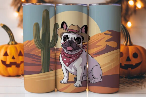 Cowboy Frenchie Tumbler Design Review for Embroidery Projects