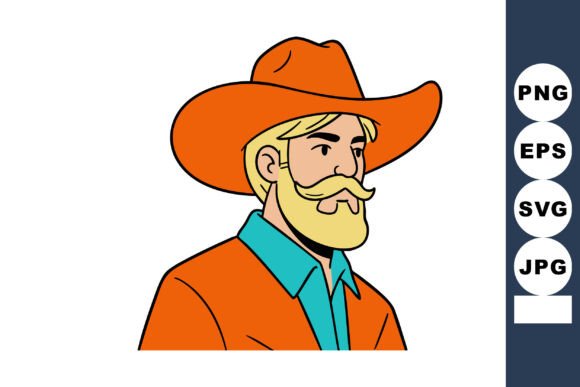 Cowboy Portrait Wearing Orange Hat and J