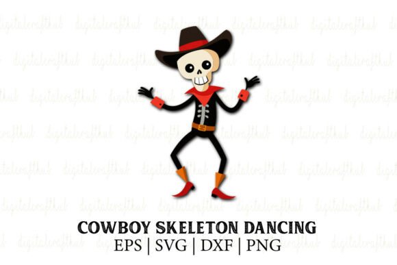 Dancing Cowboy Skeleton Clipart PNG