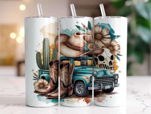 Vintage Western Cowboy Tumbler Wrap PNG Review for Real Projects