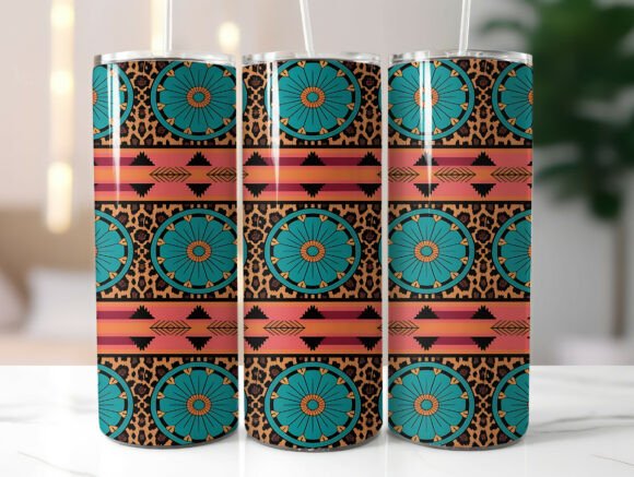 Western Turquoise Aztec Tumbler Wrap PNG Review